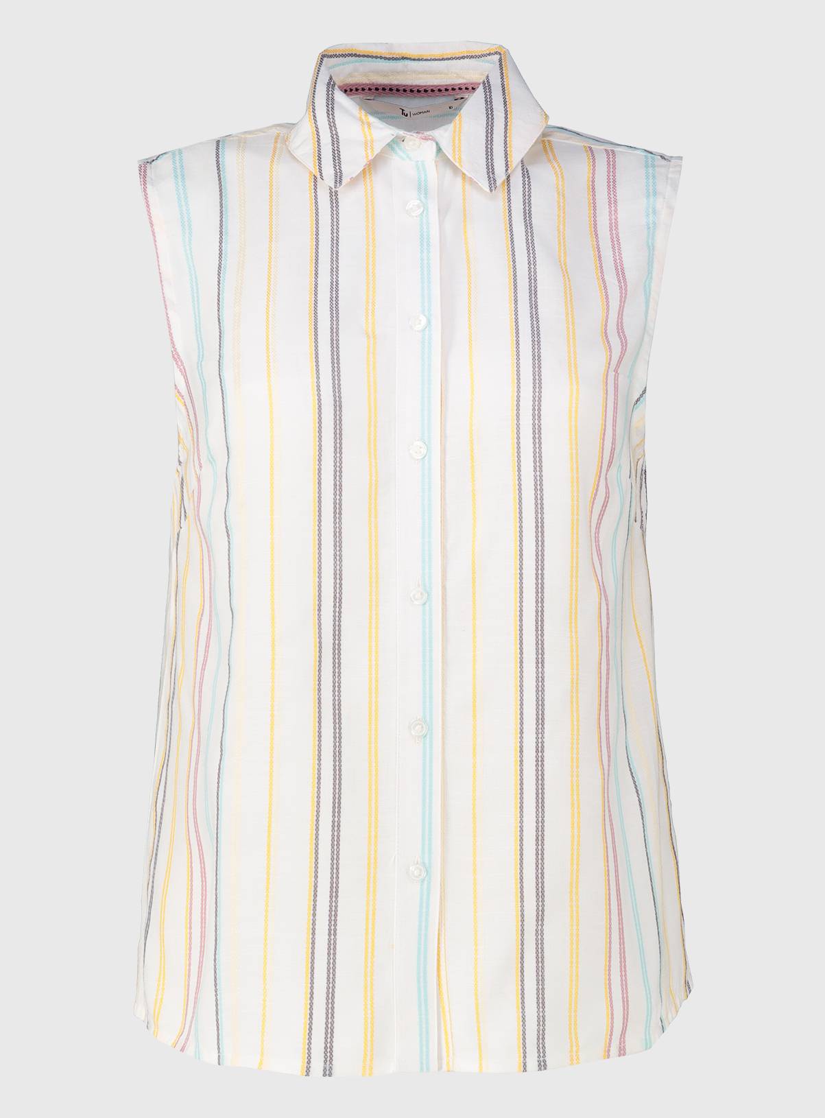 White Stripe Sleeveless Shirt 26 - Image 3